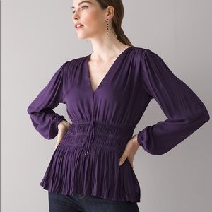 WHBM Long Sleeve Fitted Waist Blouse- Deep Violet Small